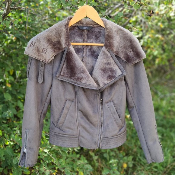 Faux Shearling Jacket Xs New - Picture 2 of 4